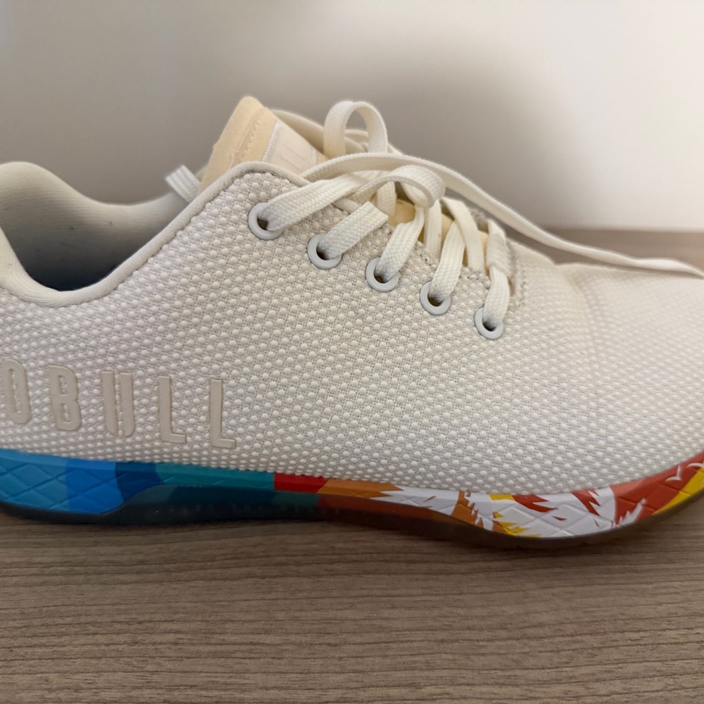 NOBULL Cream Sneakers with Multicolor Sole